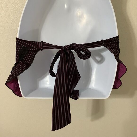 Marilyn Monroe Black Stripe Dollette Nymphet y2k Gyaru Apron Bow Lace Slip L - Picture 7 of 8